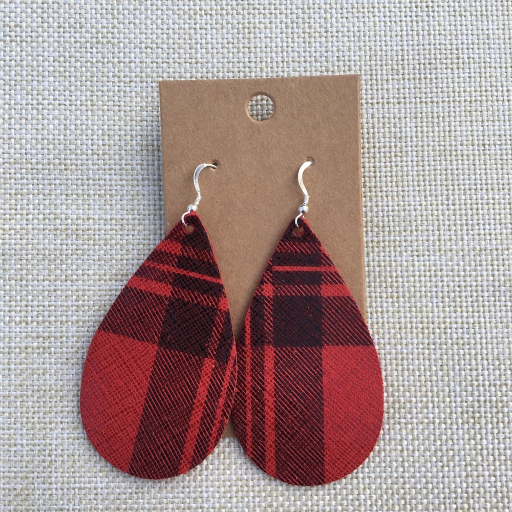 Genuine Leather & Sterling Earrings NWOT